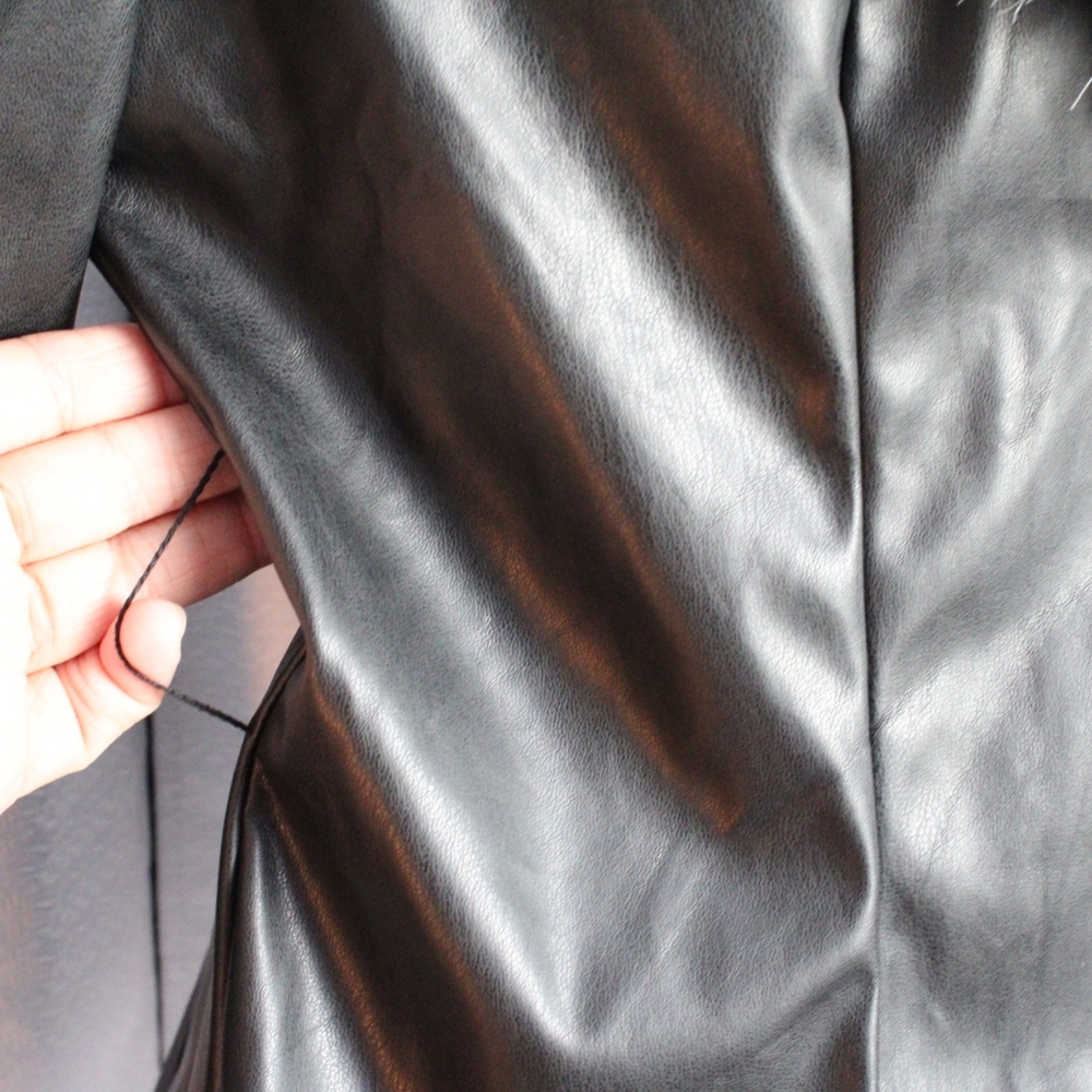 SHEIN Black Pleather Dress Coat (Size Small) - Picture 4 of 6